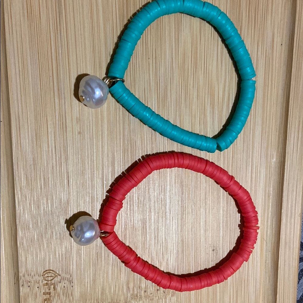 Colorful Beaded Bracelets with Pearl Accent